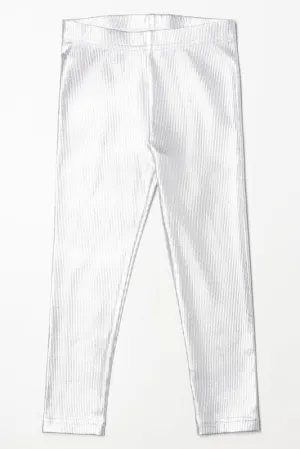 Rib Coated Leggings Silver