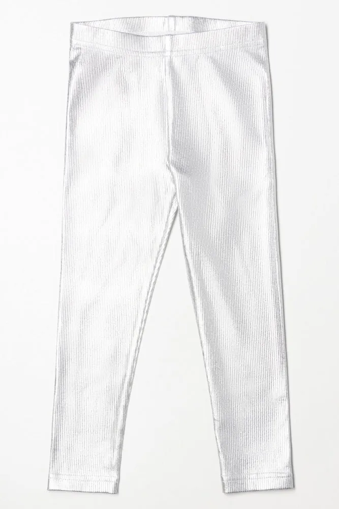 Rib Coated Leggings Silver