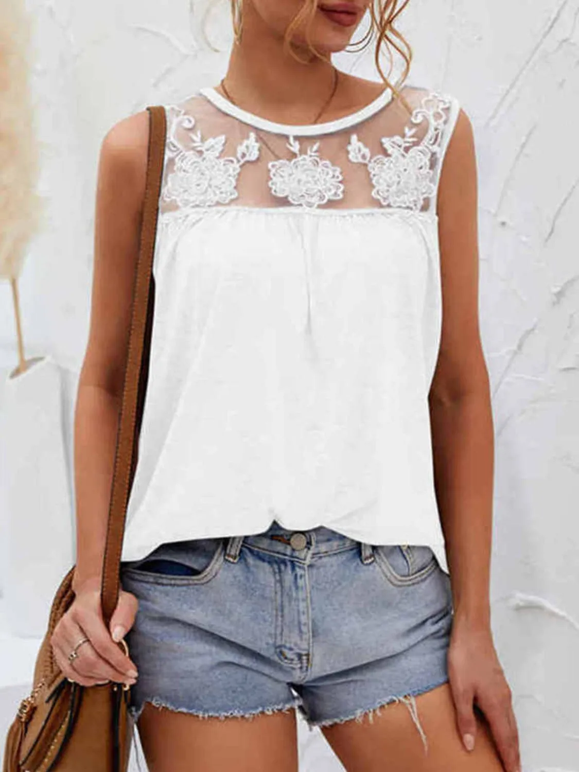 Rosa Lace Detail Round Neck Tank