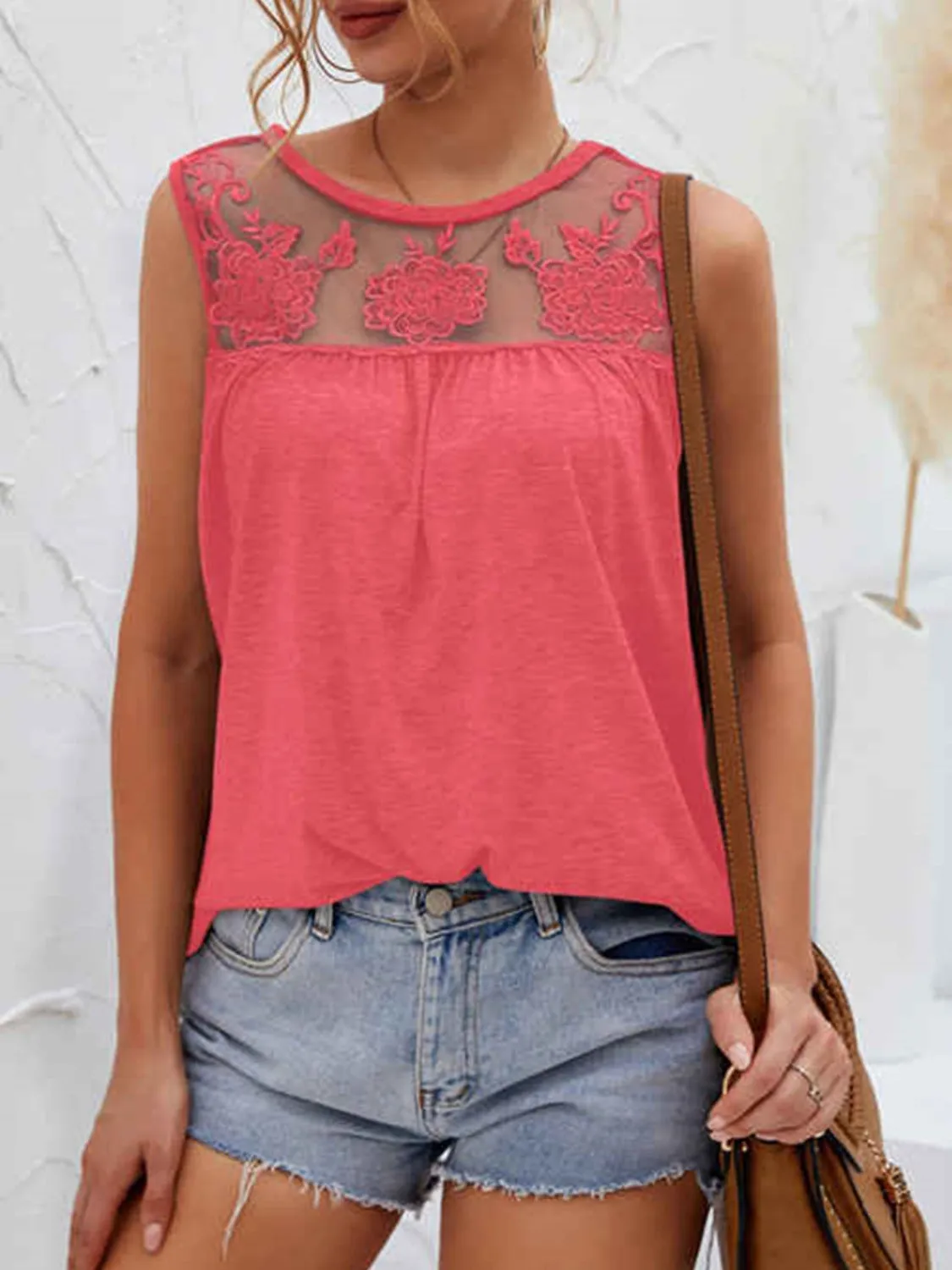 Rosa Lace Detail Round Neck Tank