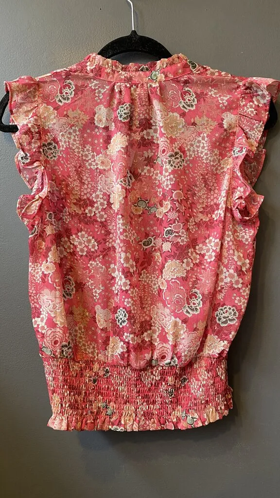 Rose Print Sheer Blouse