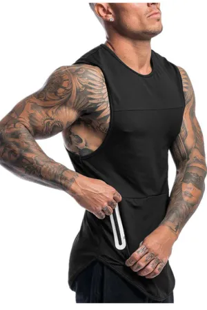 Round Hem Side Pocket Sleeveless t-shirt