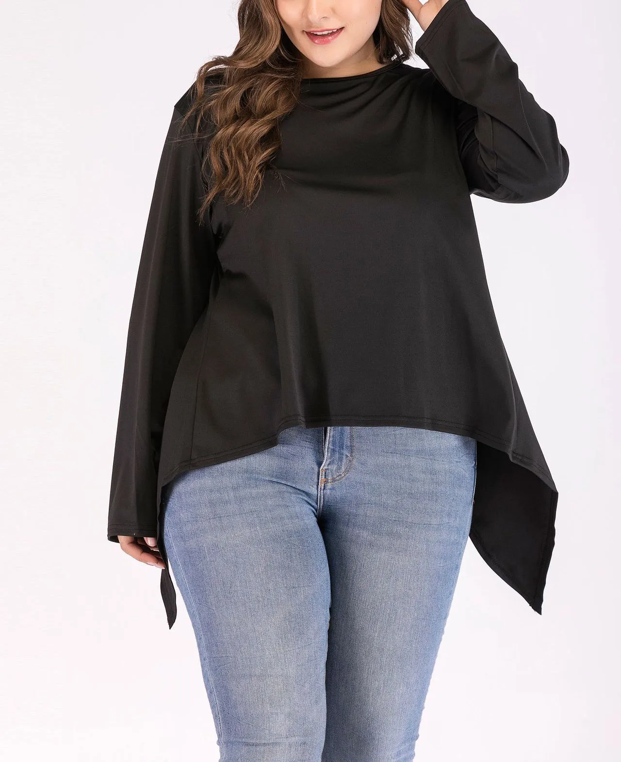 Round Neck Plus Size Irregular Backless T-shirt