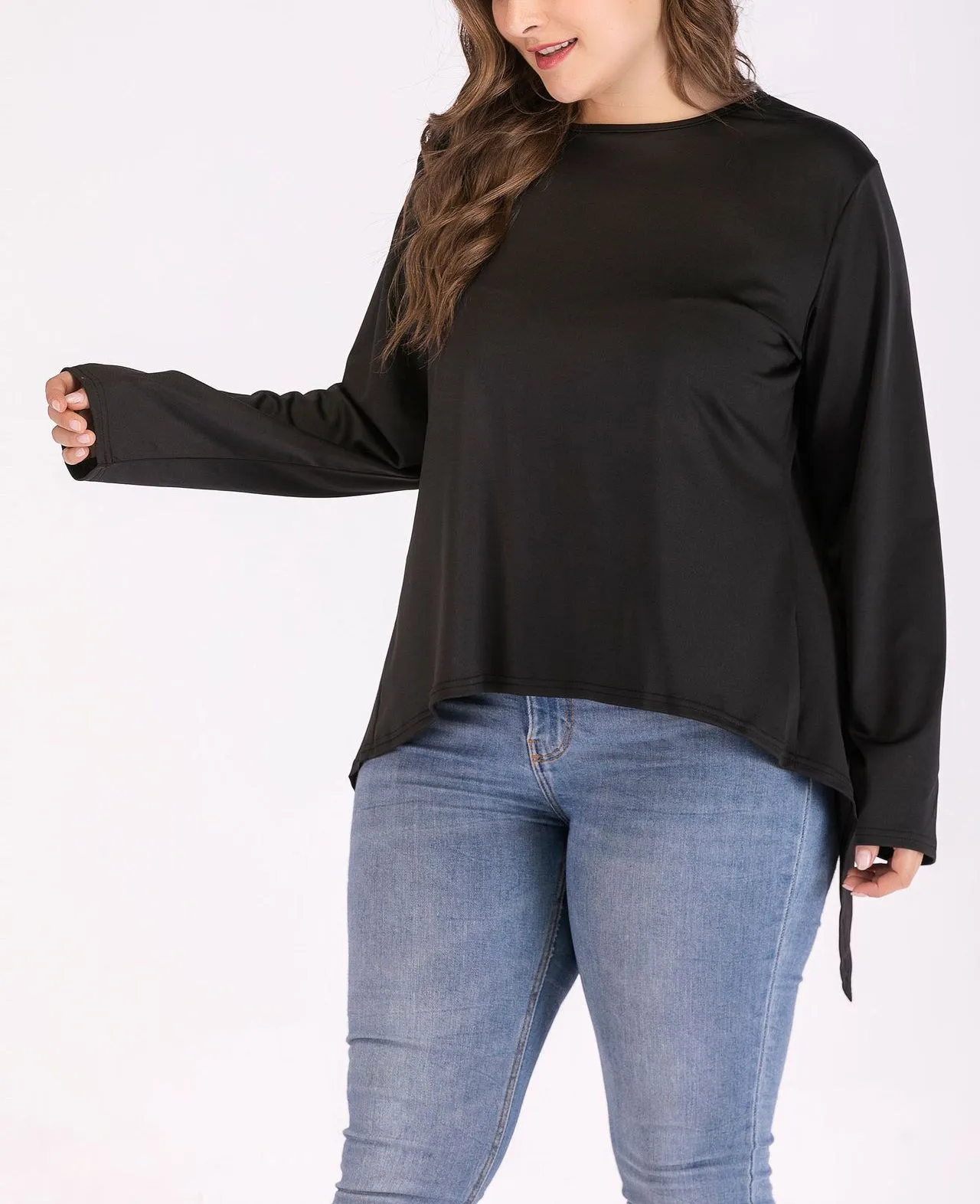 Round Neck Plus Size Irregular Backless T-shirt