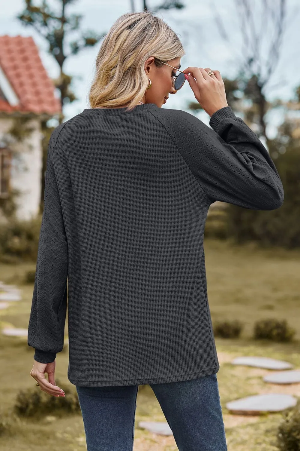 Round Neck Raglan Sleeve Top (7 Colors)