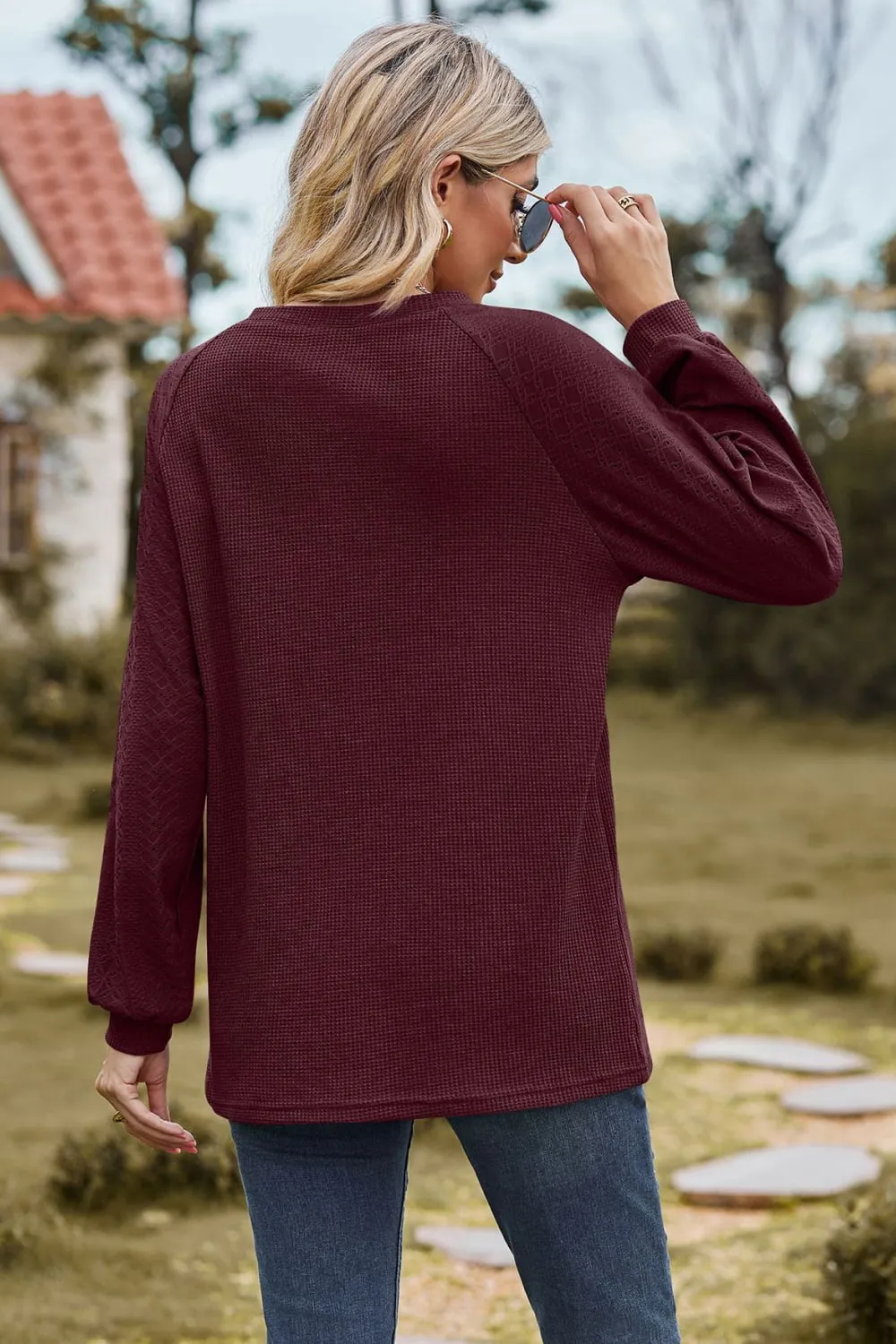 Round Neck Raglan Sleeve Top (7 Colors)