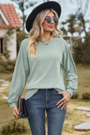 Round Neck Raglan Sleeve Top (7 Colors)