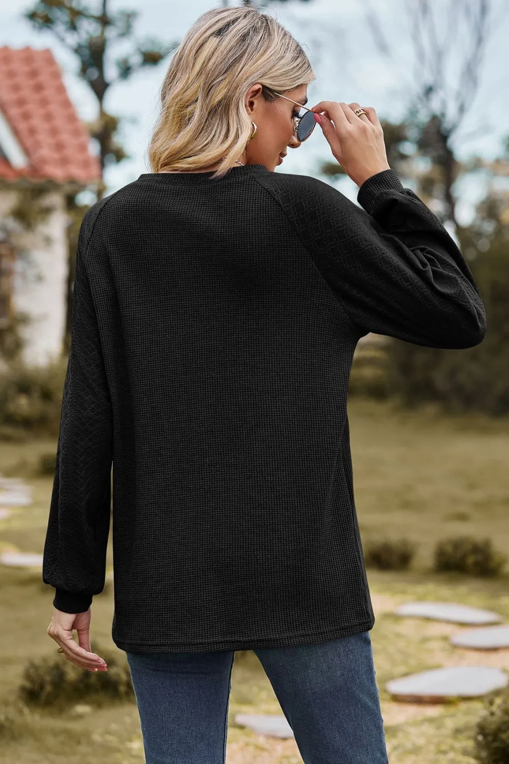 Round Neck Raglan Sleeve Top (7 Colors)