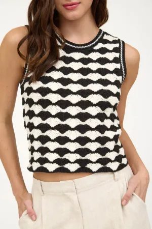 SCALLOP PATTERN SLEEVELESS PULLOVER SWEATER VEST