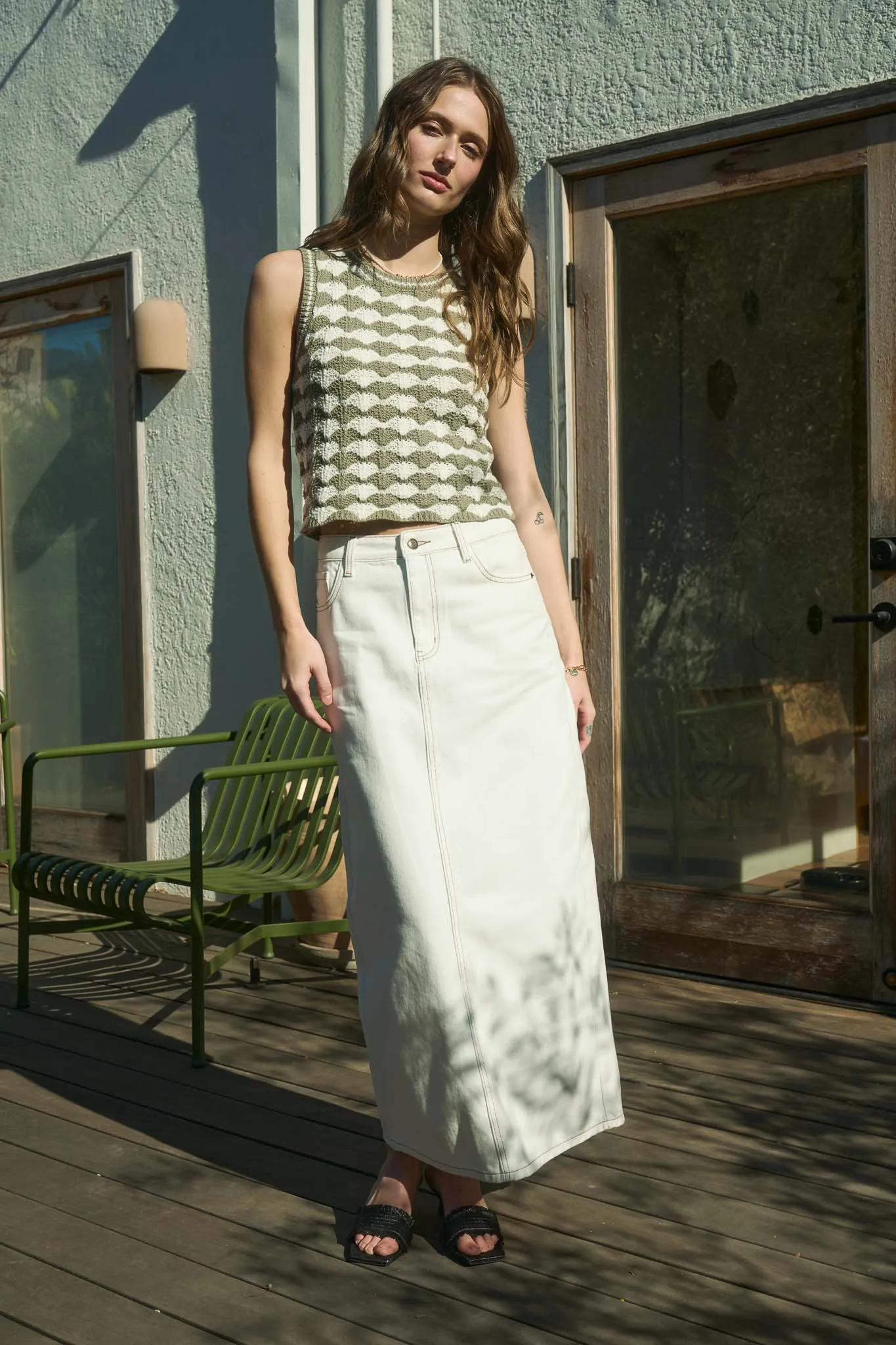 SCALLOP PATTERN SLEEVELESS PULLOVER SWEATER VEST