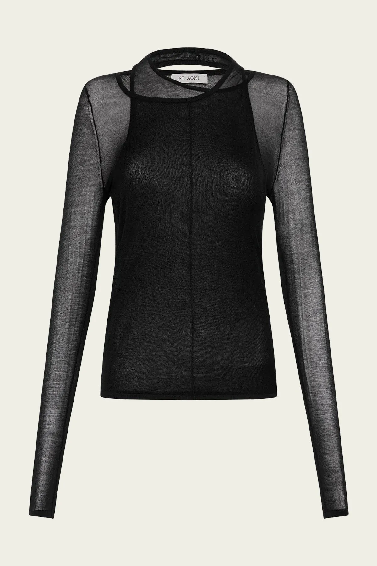 Semi Sheer Loop Top in Black