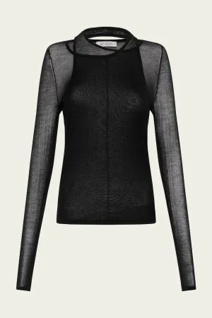 Semi Sheer Loop Top in Black
