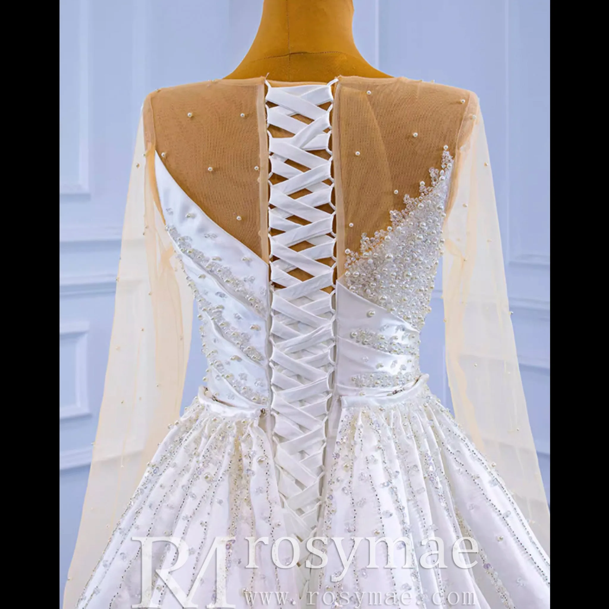 Sheath Satin Long Sleeve Wedding Dress with Detachable Overskirt