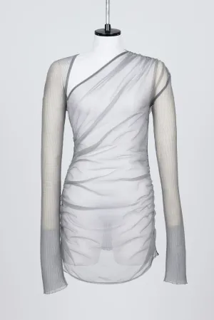 SHEER GATHERED KNIT TOP