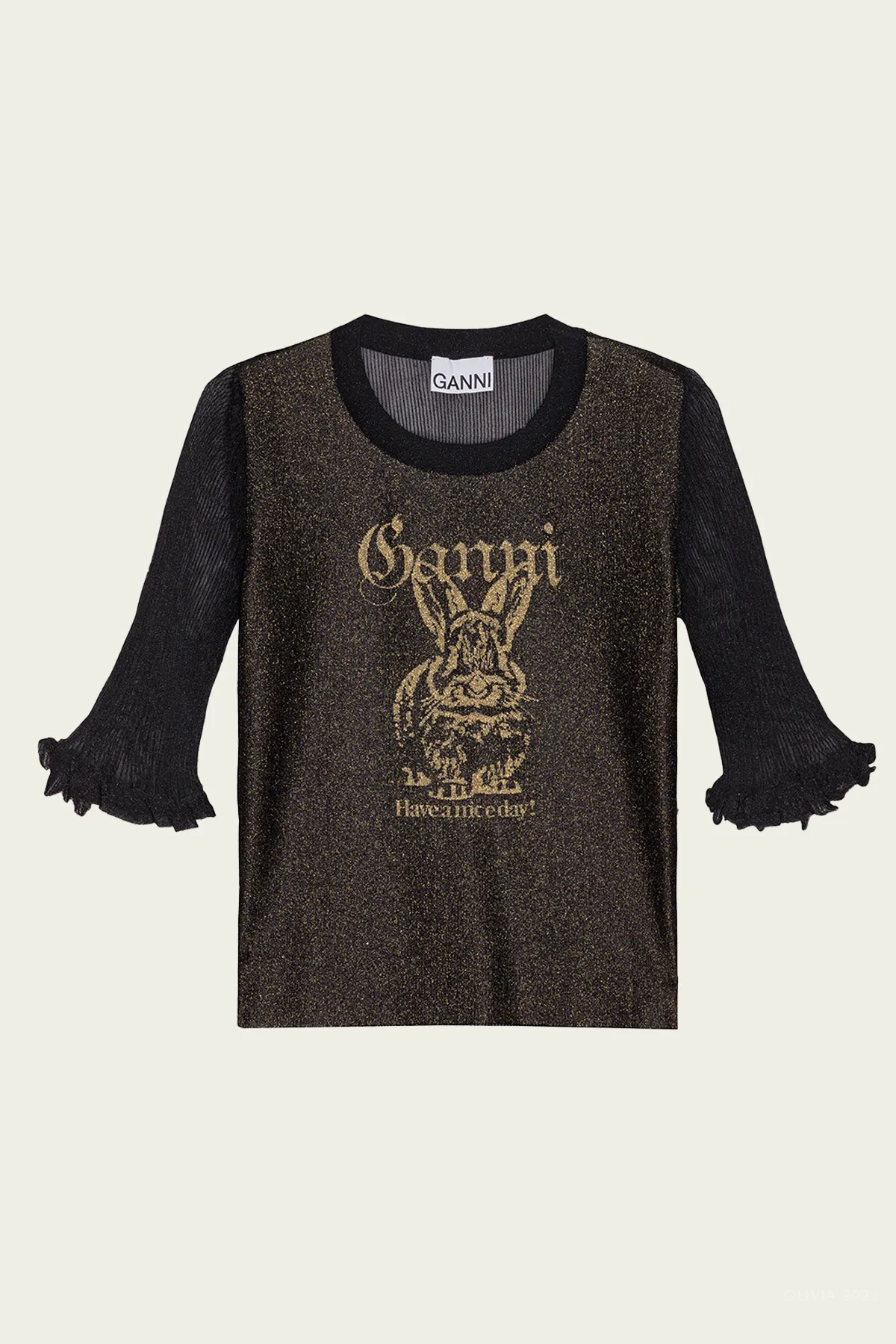 Sheer Jacquard Top in Black
