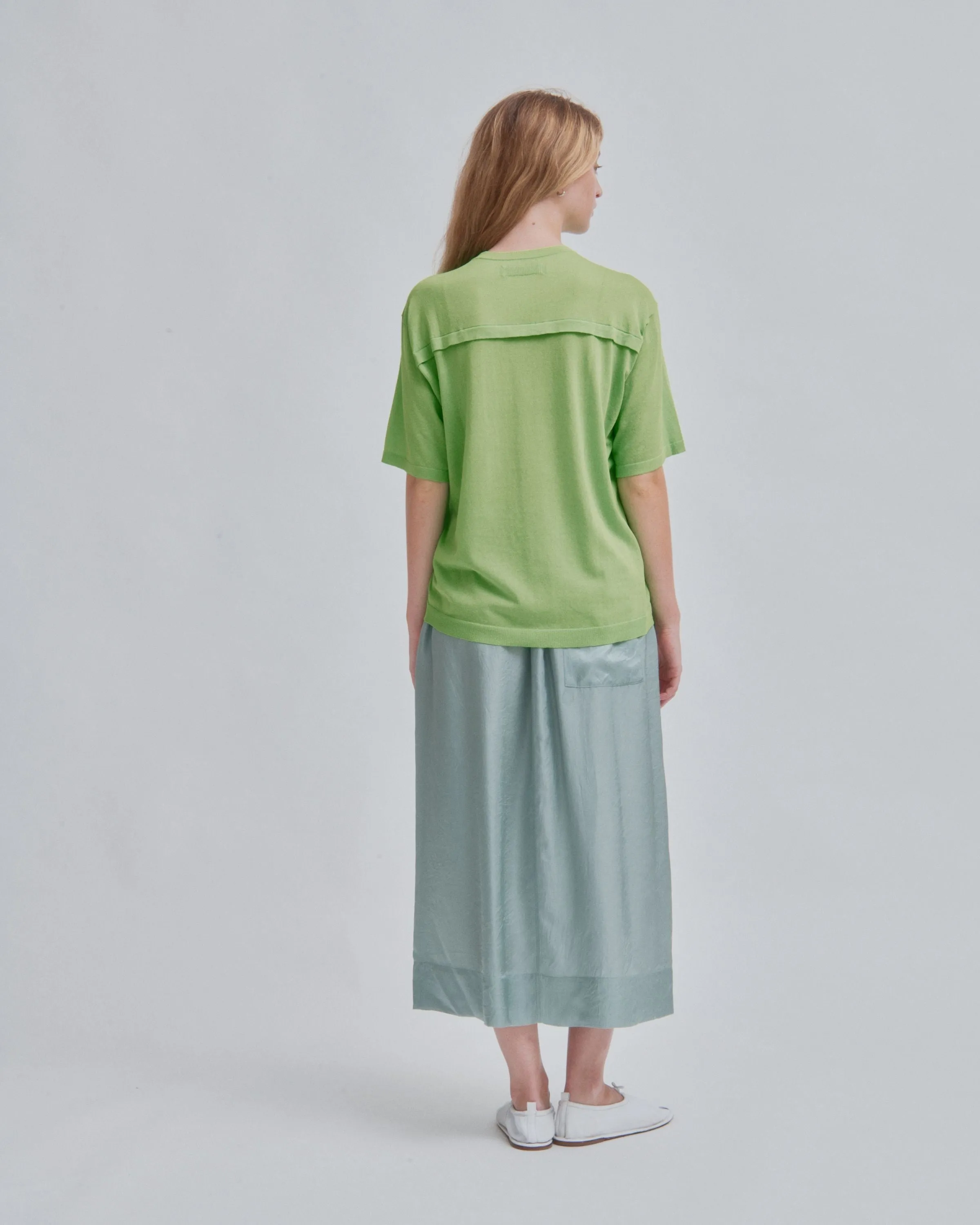SHEER KNIT TEE IN ELECTRIC GREEN
