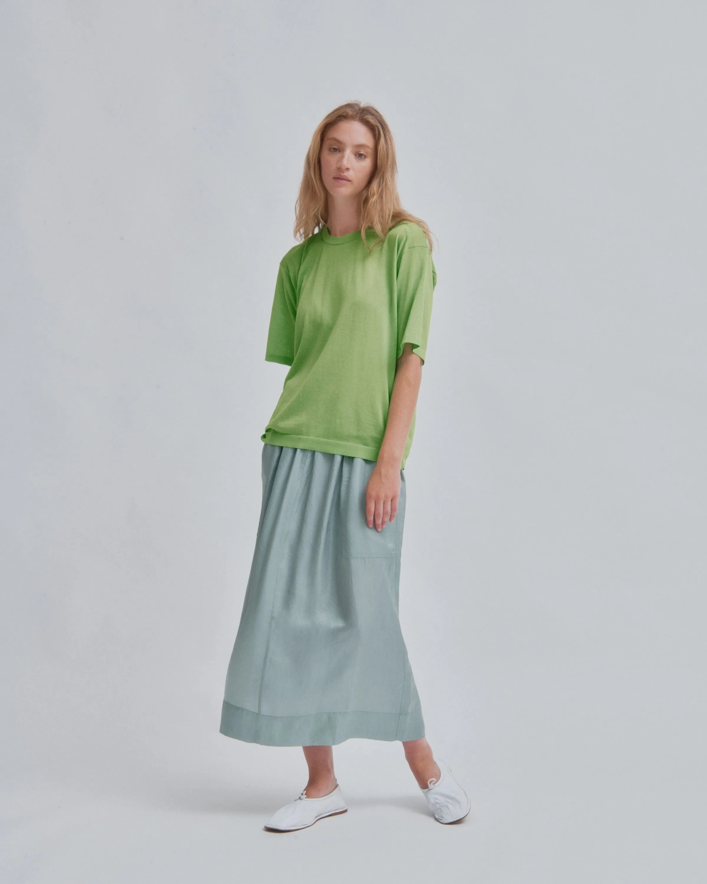 SHEER KNIT TEE IN ELECTRIC GREEN