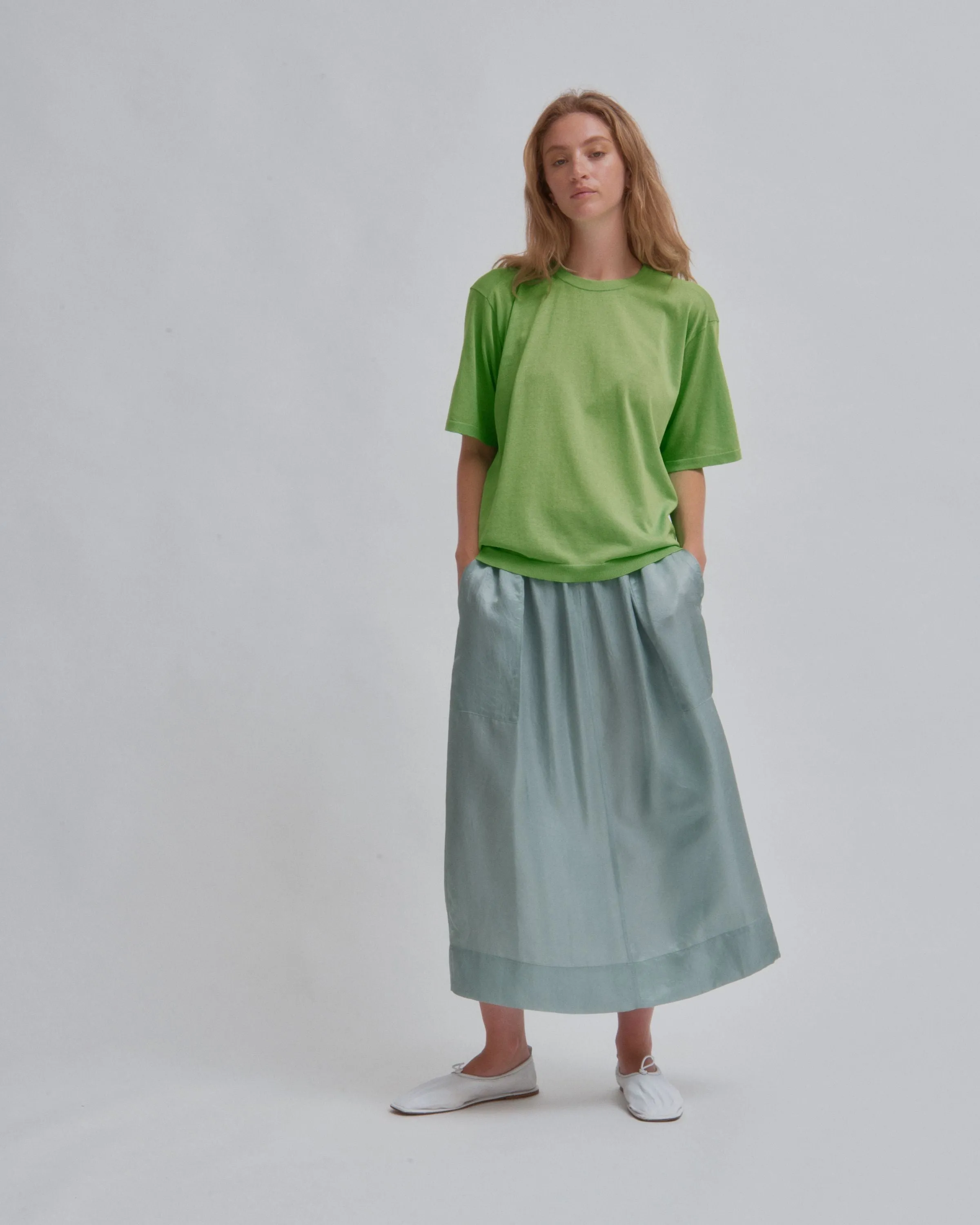 SHEER KNIT TEE IN ELECTRIC GREEN