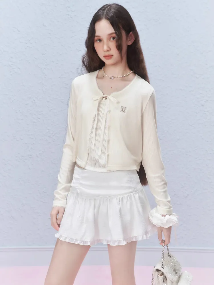 Sheer lace short cardigan【s0000007424】