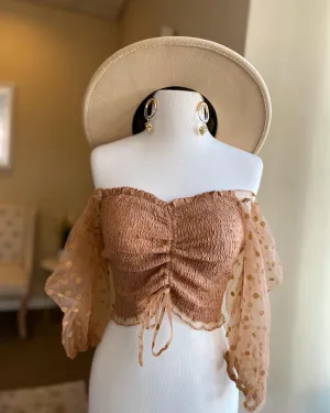 Sheer Polka Scrunge Top