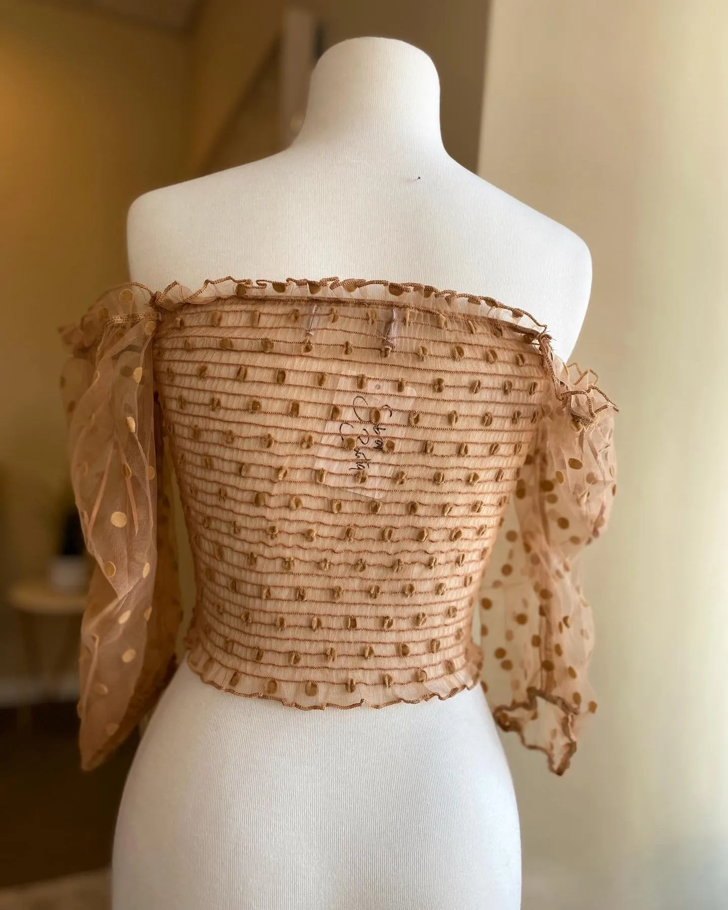 Sheer Polka Scrunge Top