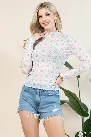 Sheer Shamrocks & Bows Top