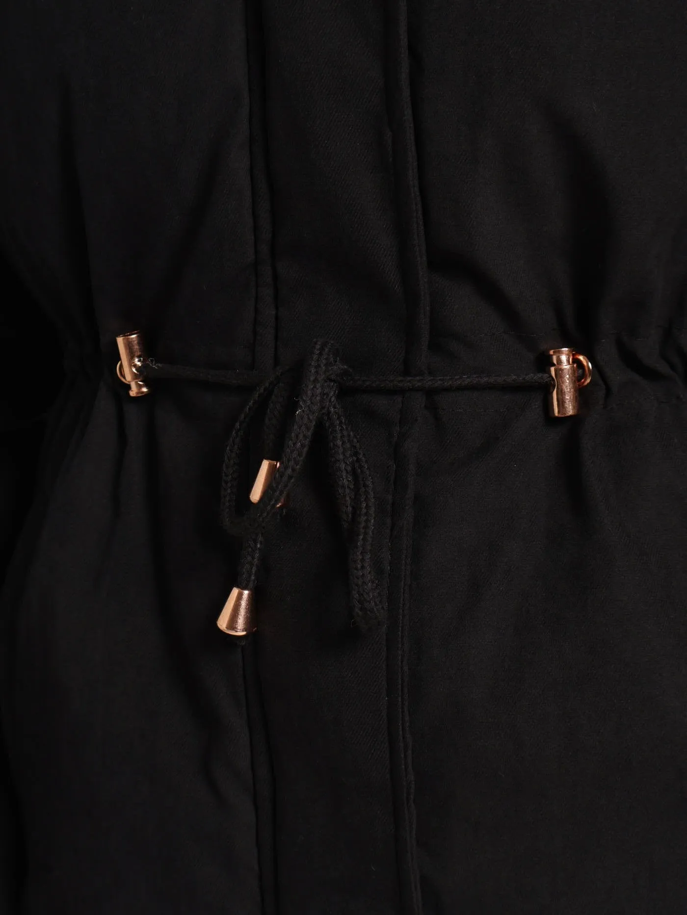 Sherpa Lined Parker Jacket With Detachable Hood - Black