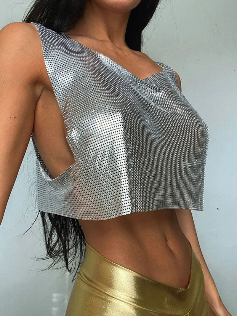 Shimmering Nights Metallic Crop Top