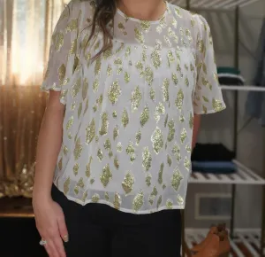 Shine On Flowy Metallic Accent Blouse