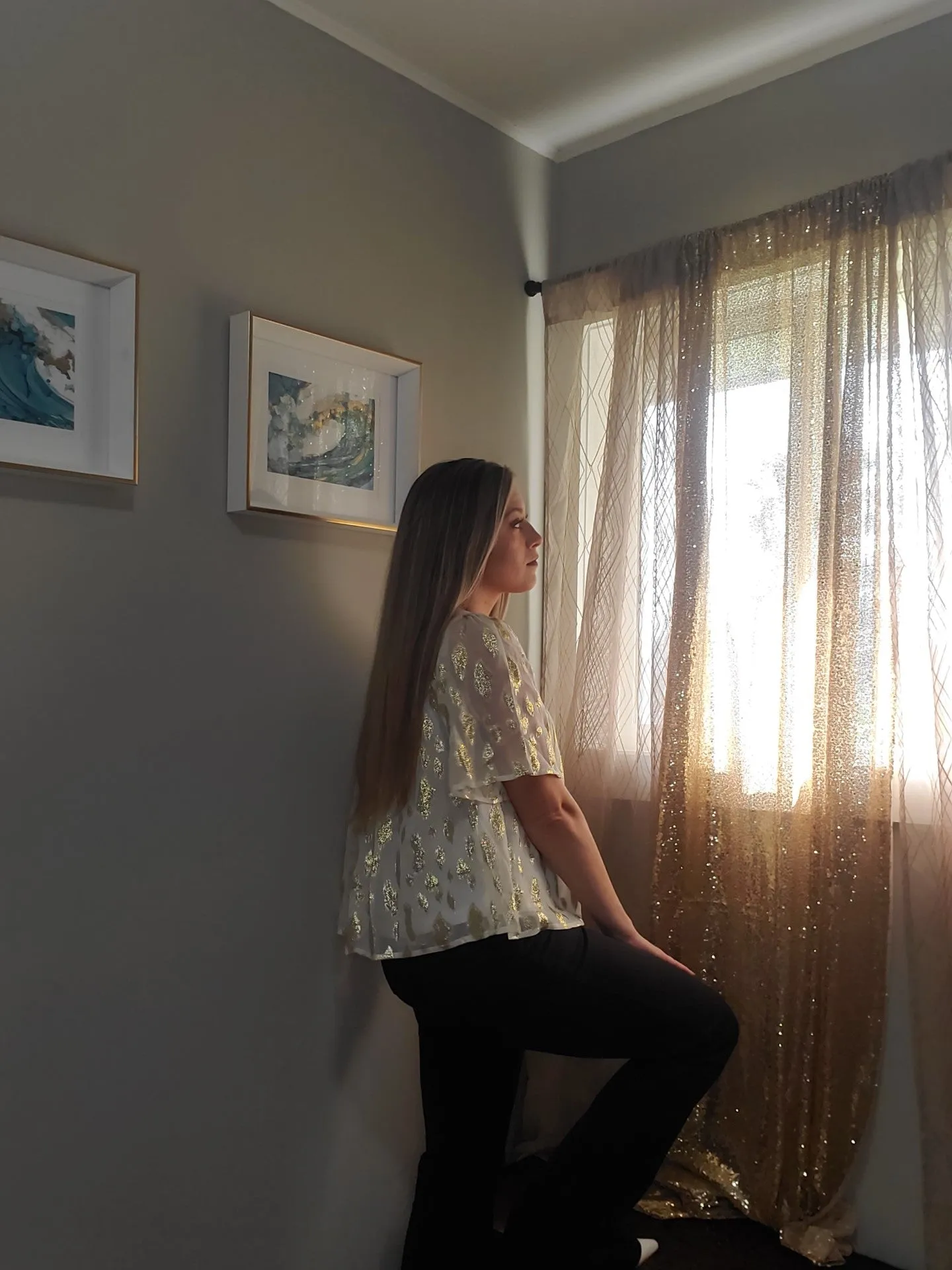 Shine On Flowy Metallic Accent Blouse