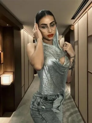 Shiny Metallic Sequin Top