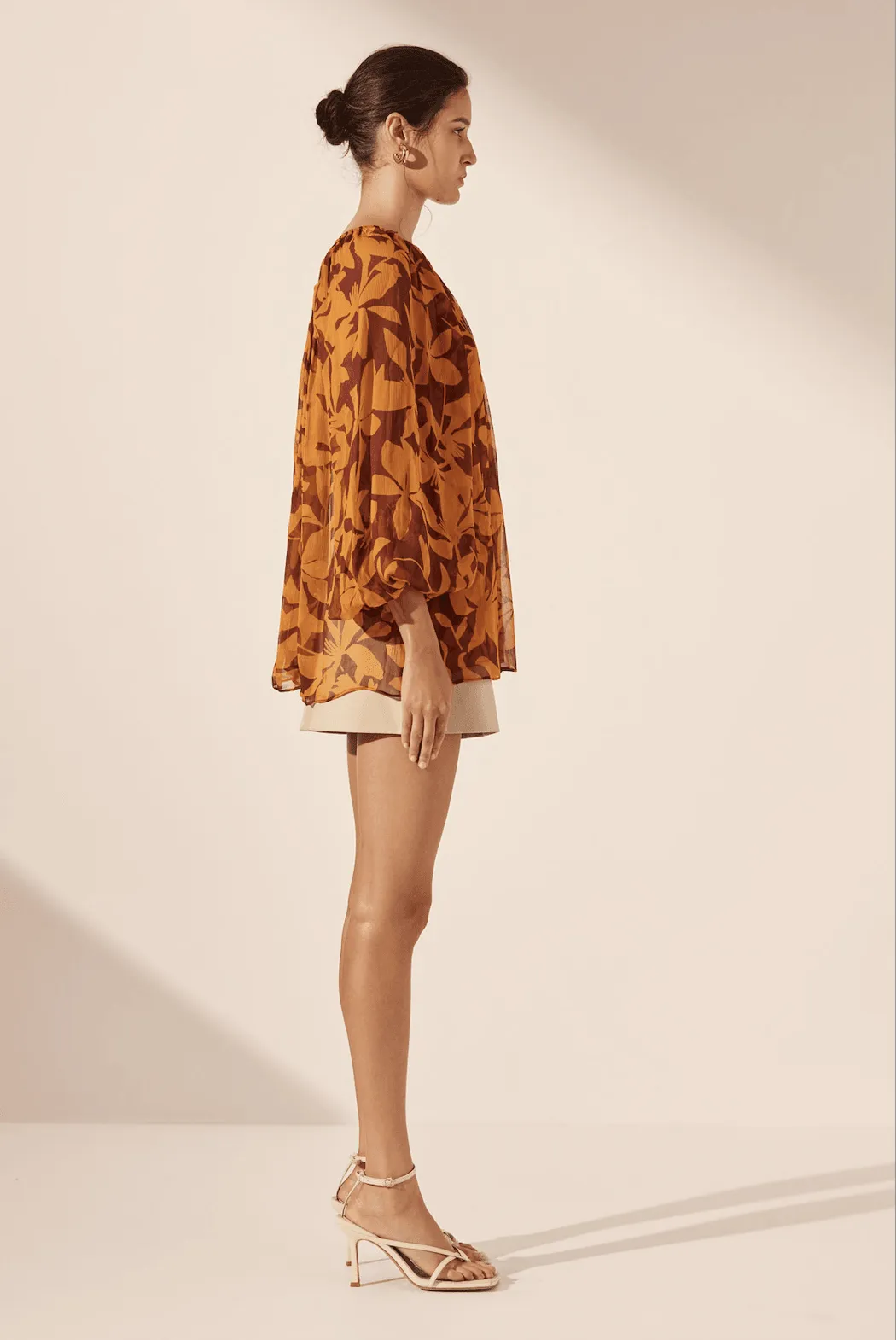 SHONA JOY Natalina One Shoulder Blouse - Shiraz/Tangerine