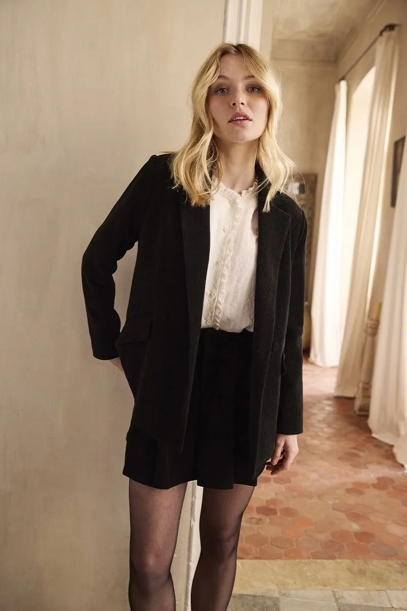 SHORT SKIRT, PLEATED IN VELVET