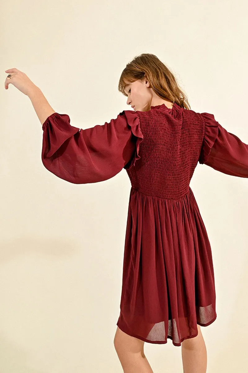 SHORT SMOCKED DRESS