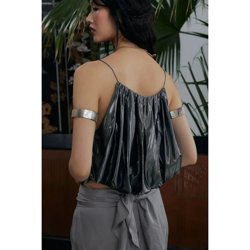 Silver Wave Pleated Suspender Top