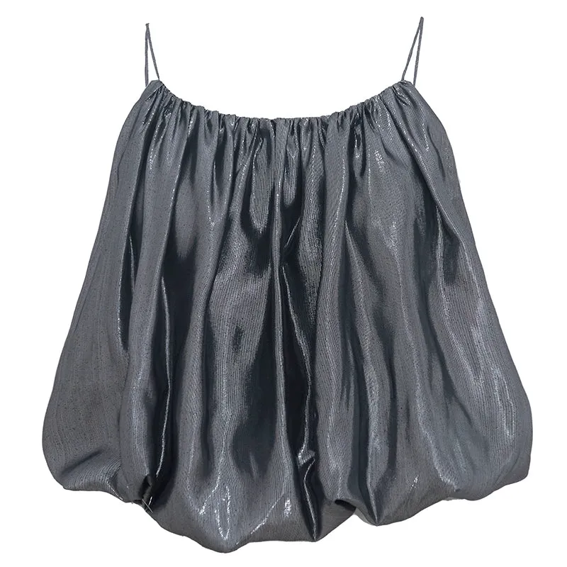 Silver Wave Pleated Suspender Top