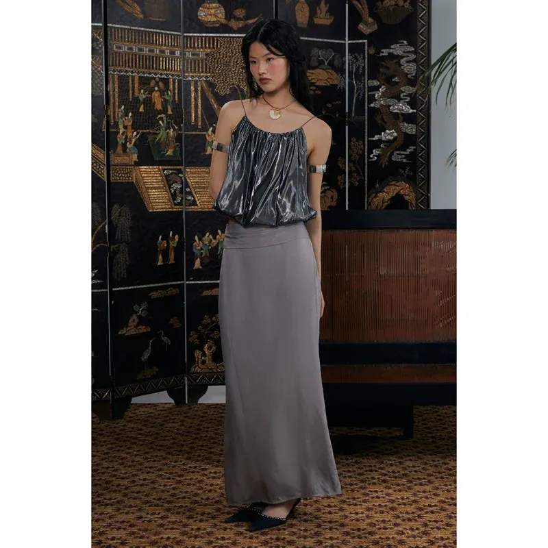 Silver Wave Pleated Suspender Top