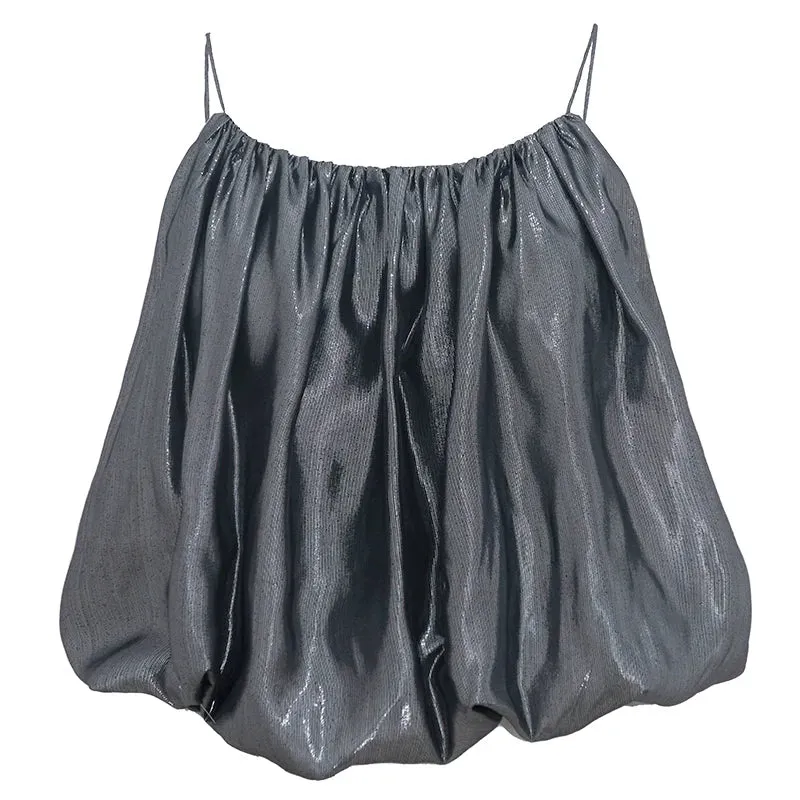 Silver Wave Pleated Suspender Top