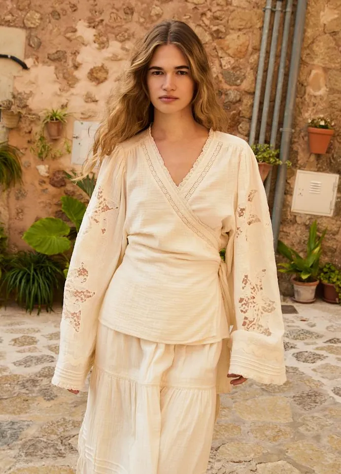 Sissel Edelbo - Wrap blouse - Off white - Winfrey