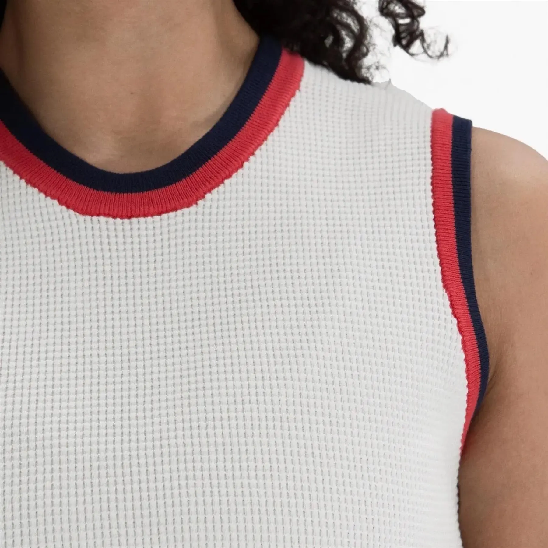 SL Waffle Knit Pullover Vest White/Navy/Red