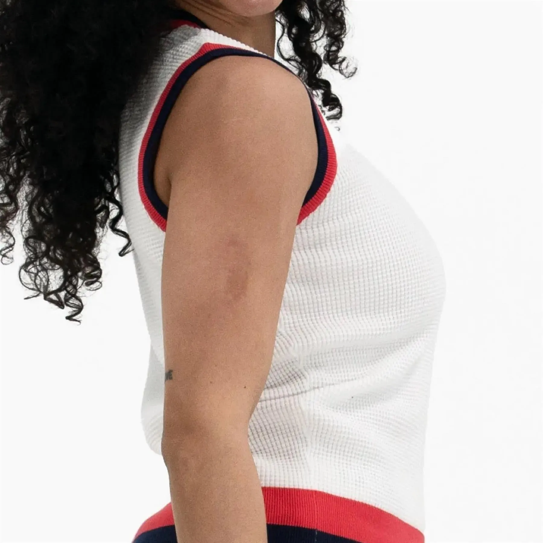 SL Waffle Knit Pullover Vest White/Navy/Red