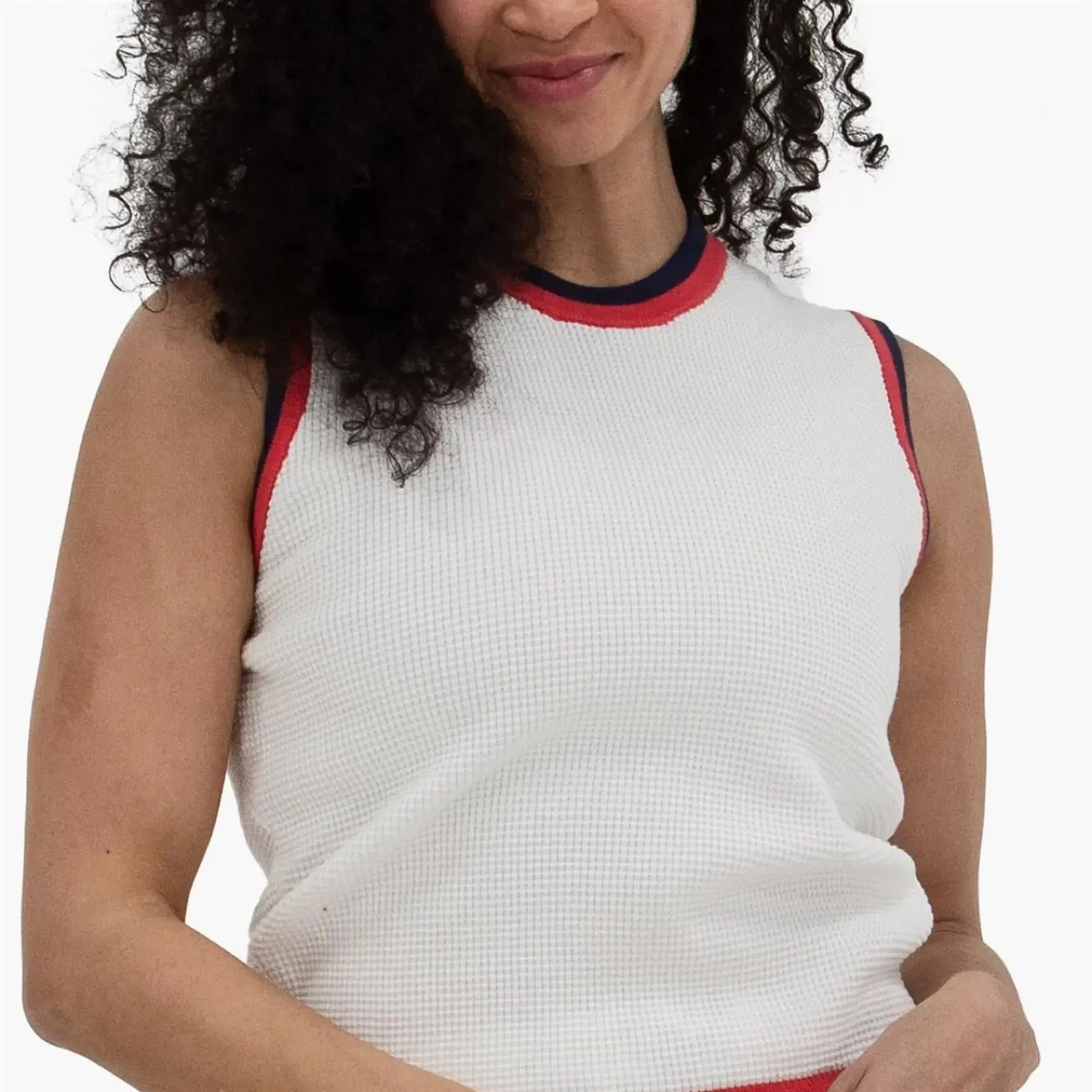 SL Waffle Knit Pullover Vest White/Navy/Red