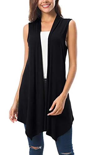 Sleeveless Draped Open Front Cardigan