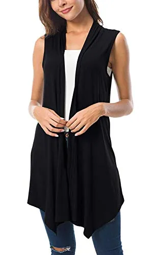 Sleeveless Draped Open Front Cardigan