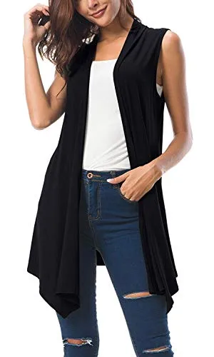 Sleeveless Draped Open Front Cardigan