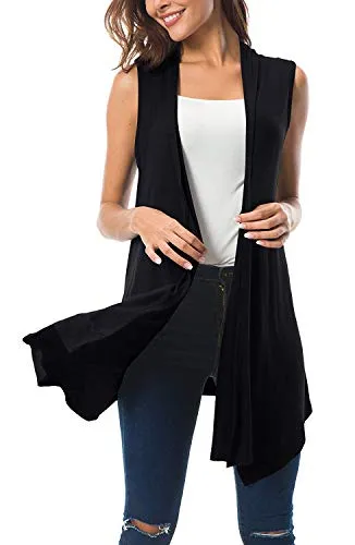 Sleeveless Draped Open Front Cardigan