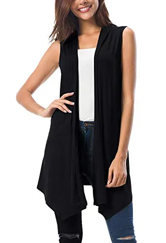 Sleeveless Draped Open Front Cardigan