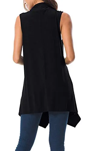 Sleeveless Draped Open Front Cardigan