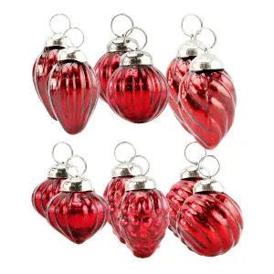 Small Glass Finial Ornaments ( Red, Case of 40 Sets)