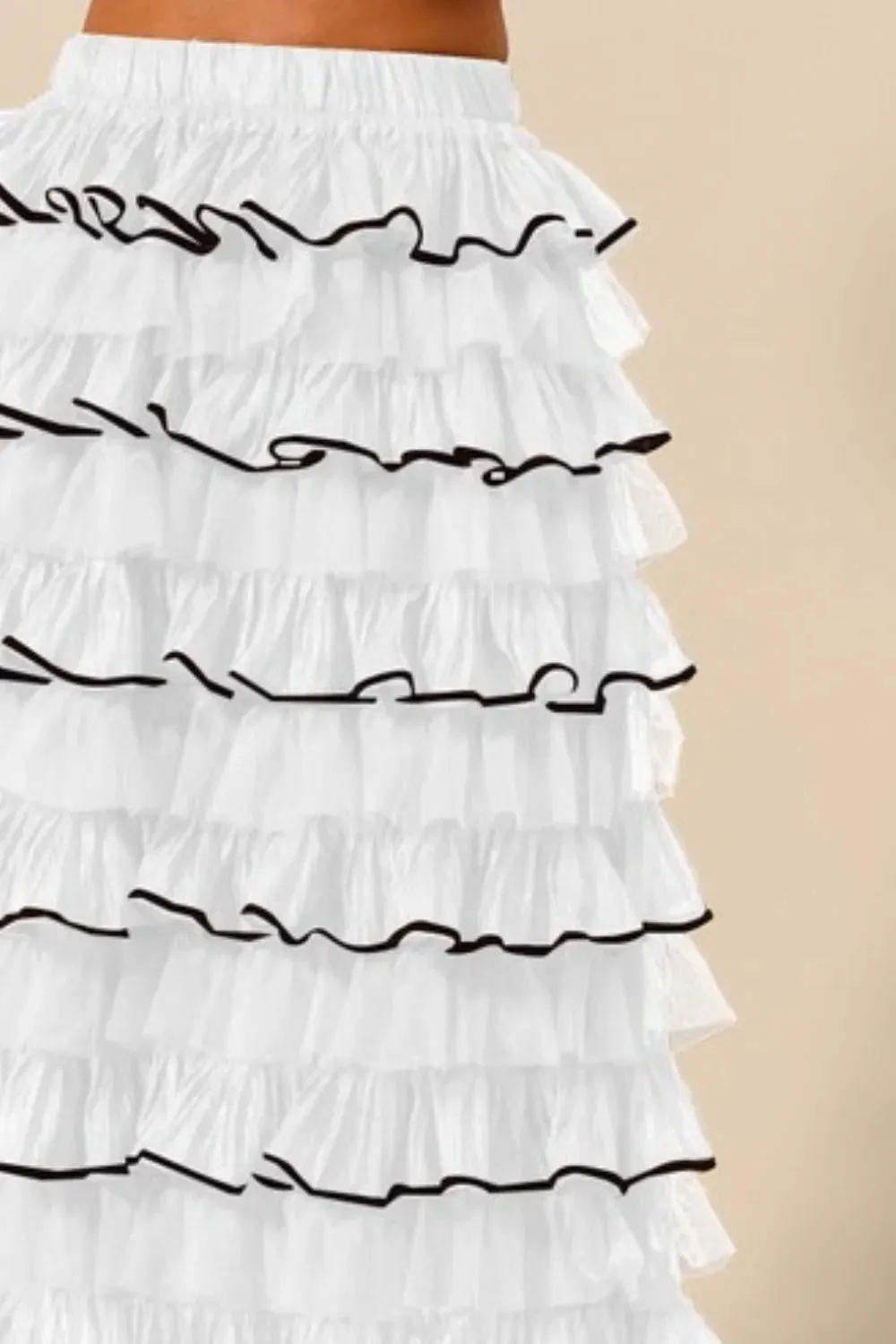 SO ME Layered Ruffled Tulle Maxi Skirt